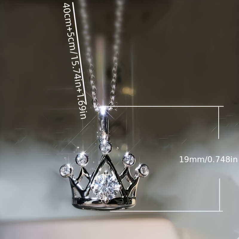 Zirconia Crown Pendant Necklace for Women Girls